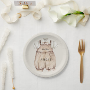 Oh Boy Boho Baby Shower Paper Plate