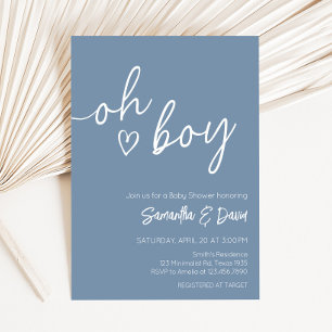 Oh Boy Boho Minimalist Baby Shower Invitation
