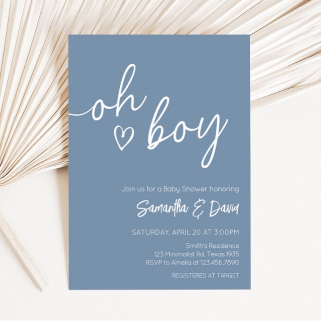 Oh Boy Boho Minimalist Baby Shower Invitation (Boho Minimalist Baby Shower Invitation)