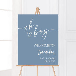 Oh Boy Boho Minimalist Baby Shower Welcome Poster