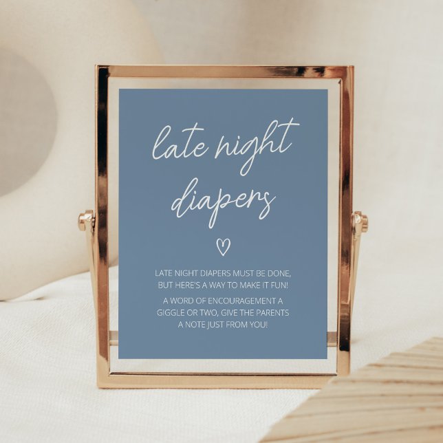 Oh Boy Boho Minimalist Late Night Diapers Poster (Boho Minimalist Baby Shower Late Night Diapers Sign)