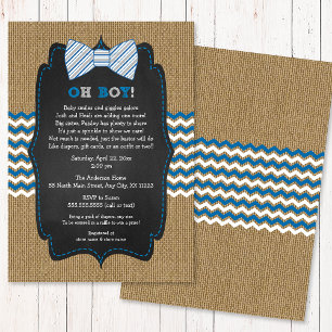 OH BOY Bow Tie Baby Sprinkle / boy baby shower Invitation