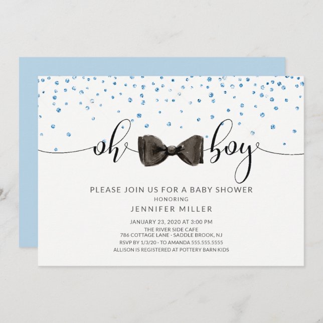 Oh Boy! Bow Tie Boys Baby Shower Invitation (Front/Back)