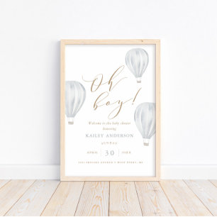 Oh Boy – Boy Baby Shower Hot Air Balloon Poster