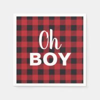 Oh Boy Buffalo Check Plaid Baby Shower Napkins