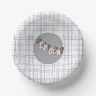 Oh, Boy bunting and plaid Paper Plate