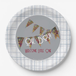 Oh, Boy bunting and plaid picnic plate