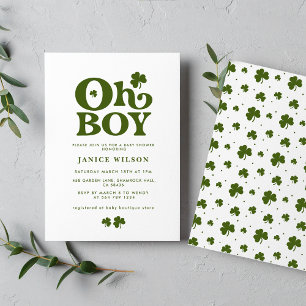 Oh Boy Charm St. Patrick's Day Baby Shower  Invitation