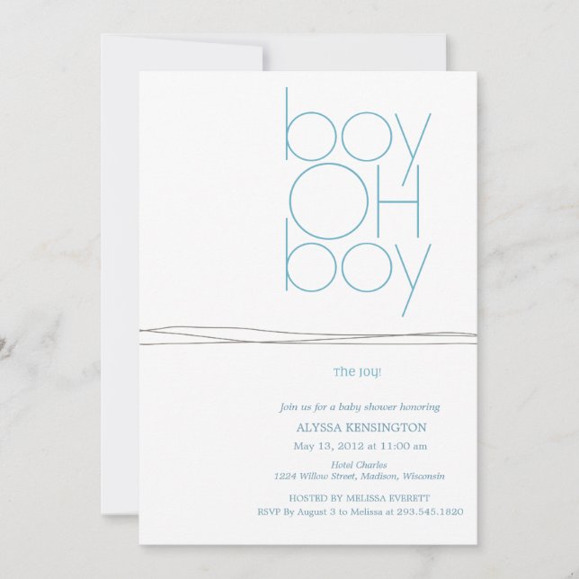 Oh Boy Custom Baby Shower Invitation (Front)