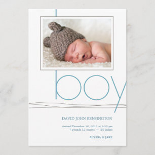 Oh Boy Custom Photo Birth Announcement