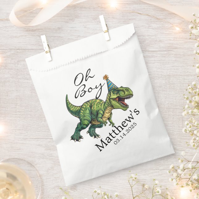 Oh Boy! Cute Dinosaur Baby Shower Favour Bags (Clipped)