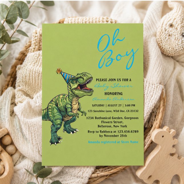 Oh Boy! Cute Dinosaur Baby Shower Invitation (Oh Boy! Cute Dinosaur Baby Shower Invitation)