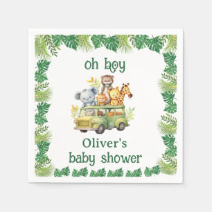oh boy cute jungle safari animals baby shower napkin