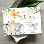 Oh boy cute Safari animal greenery boy baby shower Invitation<br><div class="desc">For more advanced customisation of this design,  simply select the "Customise It" button above!</div>