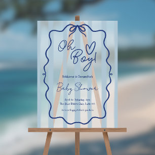 Oh Boy Cute Whimsical Blue Baby Shower Frosted Acrylic Sign