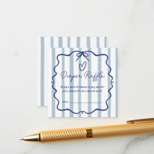 Oh Boy Cute Whimsical Blue Stripes Baby Shower Enclosure Card