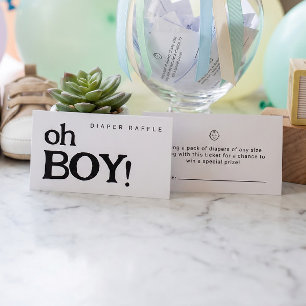 Oh Boy Diaper Raffle Minimalistic Baby Shower Enclosure Card