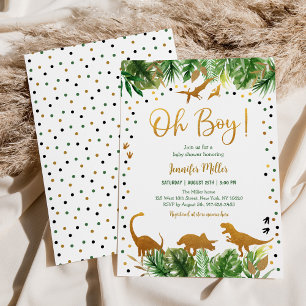 Oh Boy Dinosaur Baby Shower Invitation