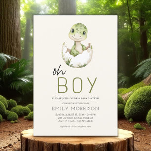 Oh Boy Dinosaur Boho Baby Boy Shower Invitation