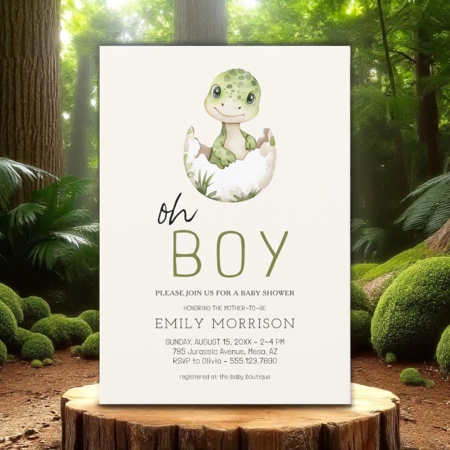 Oh Boy Dinosaur Boho Baby Boy Shower Invitation (Creator Uploaded)