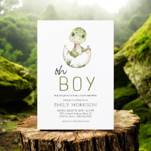 Oh Boy Dinosaur Cute Baby Boy Shower Invitation