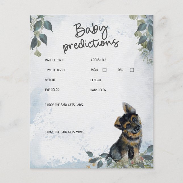 Oh Boy! Dog Baby Shower Baby Predictions Game (Front)