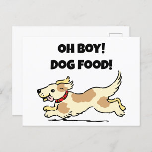 Oh Boy Dog Food Funny Hungry Puppy Cartoon Postcard