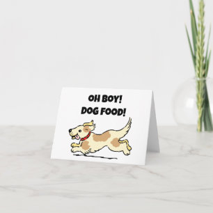 Oh Boy Dog Food Hungry Puppy Cartoon Illustration Card