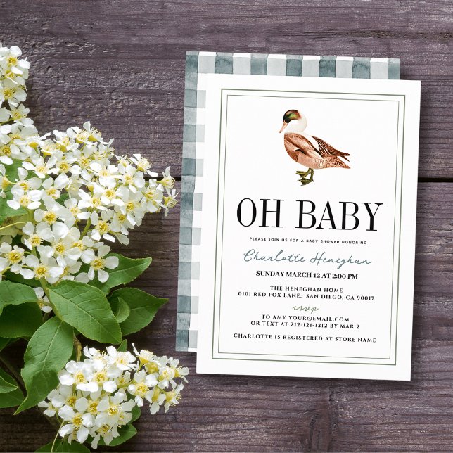 Oh Boy Duck/Mallard Classic Boy Baby Shower Invitation (Creator Uploaded)