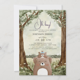 Oh Boy Elephant Baby Shower Invitation