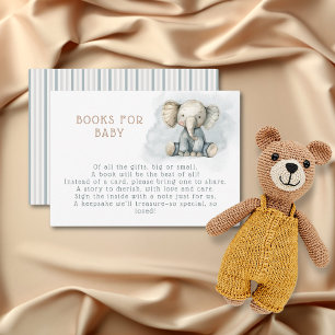 Oh Boy Elephant Blue Striped Baby Shower Enclosure Card