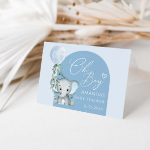 Oh Boy Elephant With Balloon Baby Shower Thank You Card