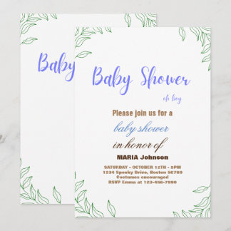 Oh Boy Eucalyptus Baby Shower Invitat Invitation