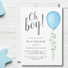 Oh Boy Eucalyptus Blue Balloon Couples Baby Shower
