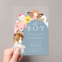 Oh Boy Farm Animals Shower Invitation