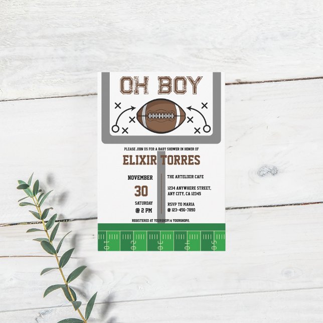 Oh Boy Football Baby Shower Invitation (Creator Uploaded)