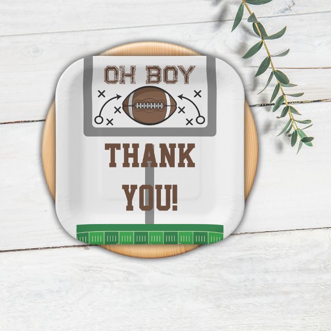 Oh Boy Football Baby Shower Paper Plate (Creator Uploaded)
