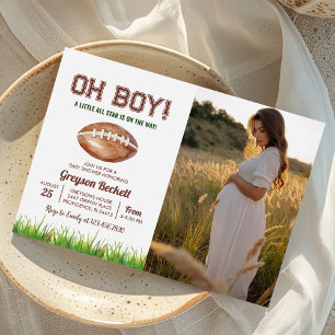 Oh Boy Football Baby Shower Photo Invitation