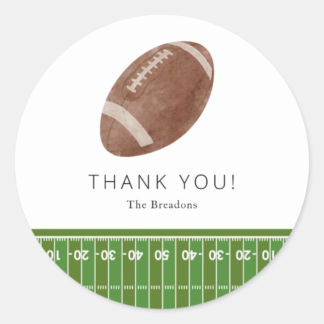 Oh Boy football Baby shower thank you sticker (Front)