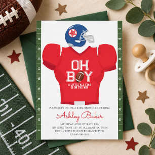 Oh Boy Football Jersey Baby Shower Invitation