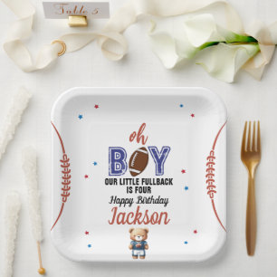 Oh Boy Football Theme Birthday Paper Plate