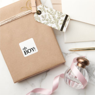 Oh Boy Fun Minimalistic Baby Shower Square Sticker