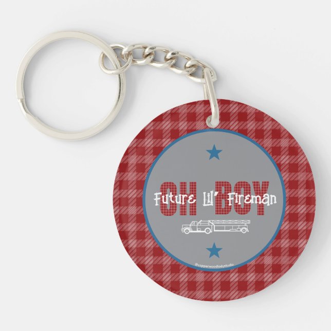 Oh Boy Future Fireman new baby Key Ring (Front)