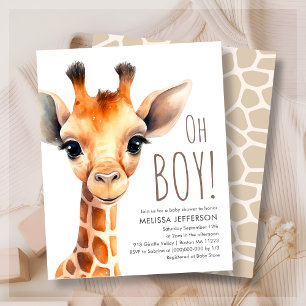 Oh Boy Giraffe Baby Shower Budget Invitation