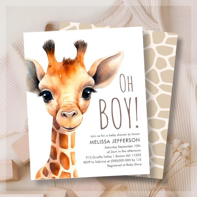 Oh Boy Giraffe Baby Shower Budget Invitation (Creator Uploaded)