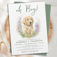 Oh Boy Golden Retriever Cute Puppy Dog Baby Shower
