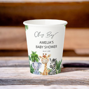 Oh Boy Greenery Jungle Safari Baby Shower  Paper Cups