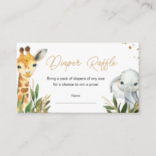 Oh Boy Greenery Safari Baby Shower Diaper Raffle Enclosure Card