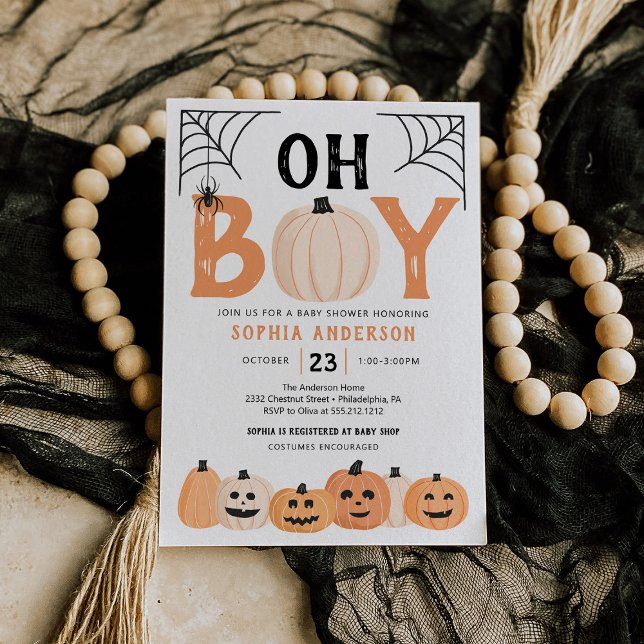 Oh Boy Halloween Baby Shower Invitation (Creator Uploaded)
