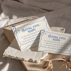 Oh Boy Hand Drawn Written Blue Bow Book Request Enclosure Card
